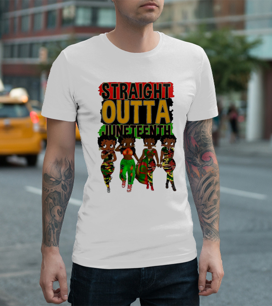 Straight Outta Juneteenth Black Women Celebration Fashion T-Shirt