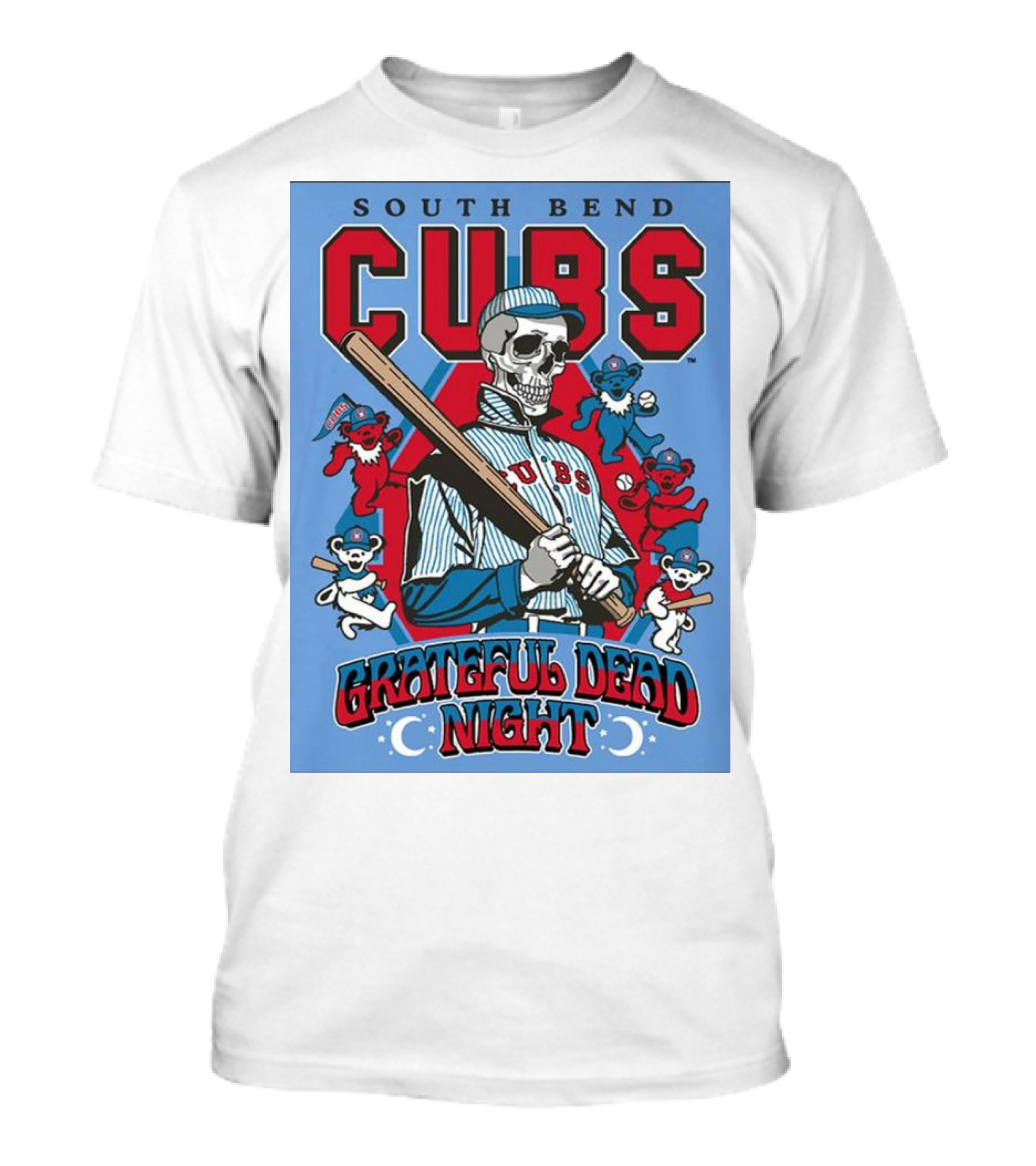 South Bend Cubs Grateful Dead Night Skeleton And Dancing Bears T-Shirt