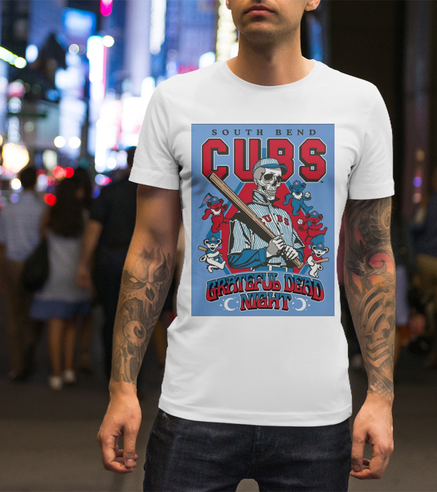South Bend Cubs Grateful Dead Night Skeleton And Dancing Bears T-Shirt