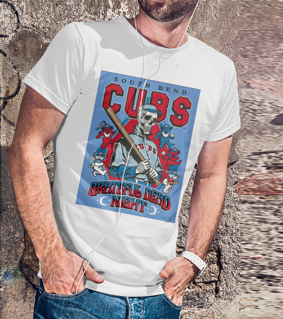 South Bend Cubs Grateful Dead Night Skeleton And Dancing Bears T-Shirt