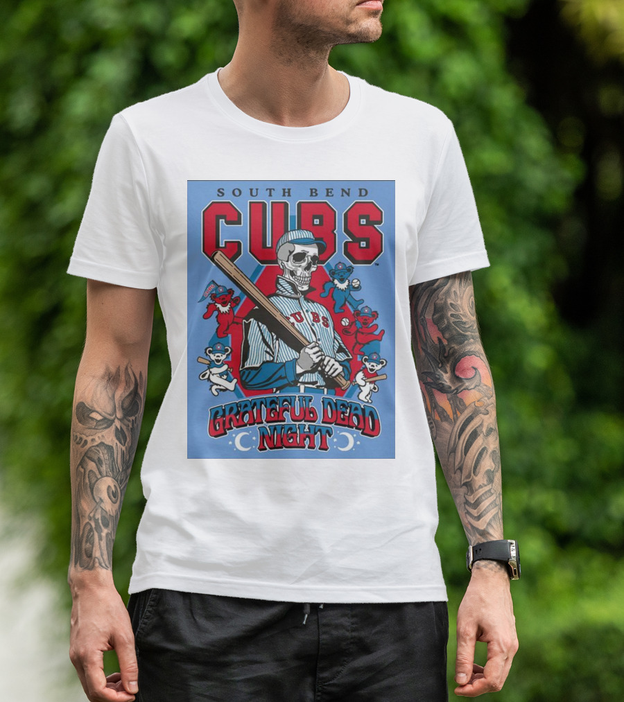 South Bend Cubs Grateful Dead Night Skeleton And Dancing Bears T-Shirt