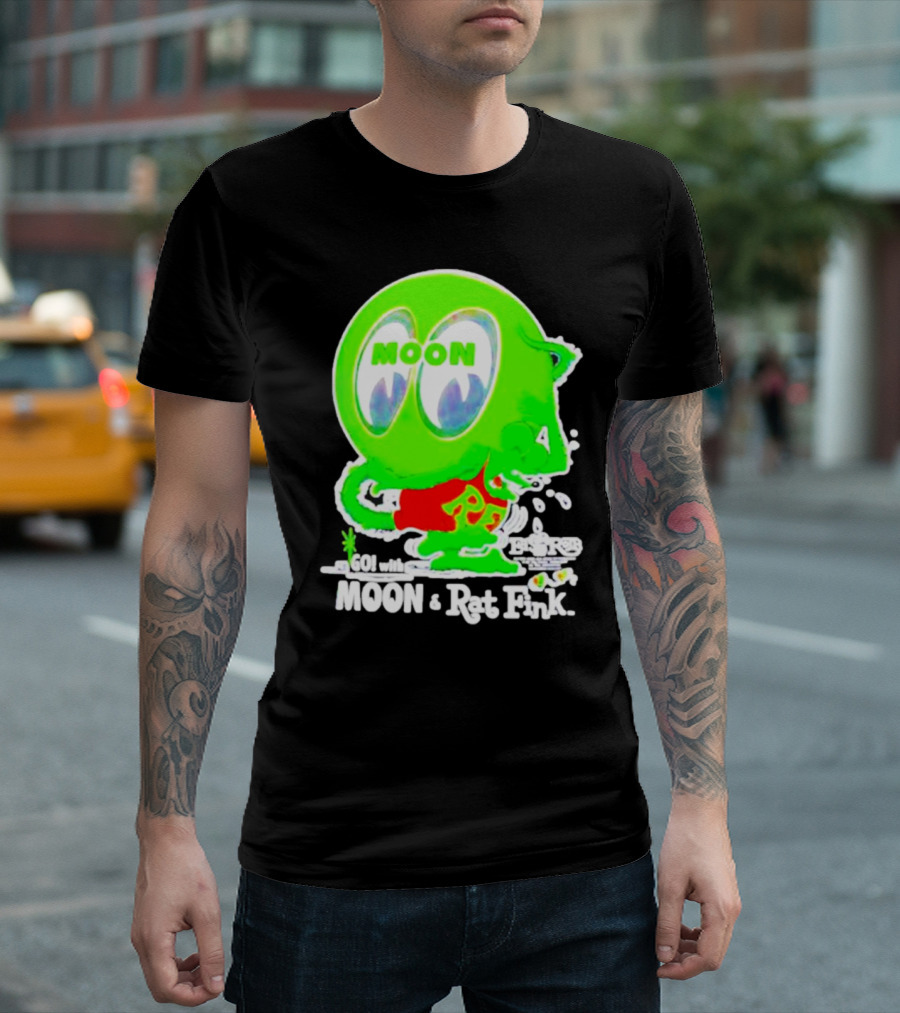 GO with MOON and Rat Fink Eyes Bug Eyed Monster T-Shirt