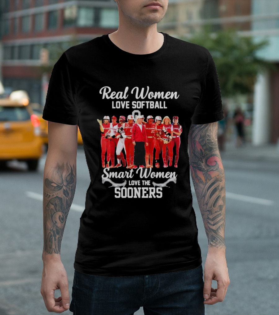 Real Women Love Softball Smart Women Love The Oklahoma Sooners T-Shirt