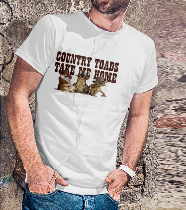 Country Toads Take Me Home Frogs Cowboy Hats T-Shirt