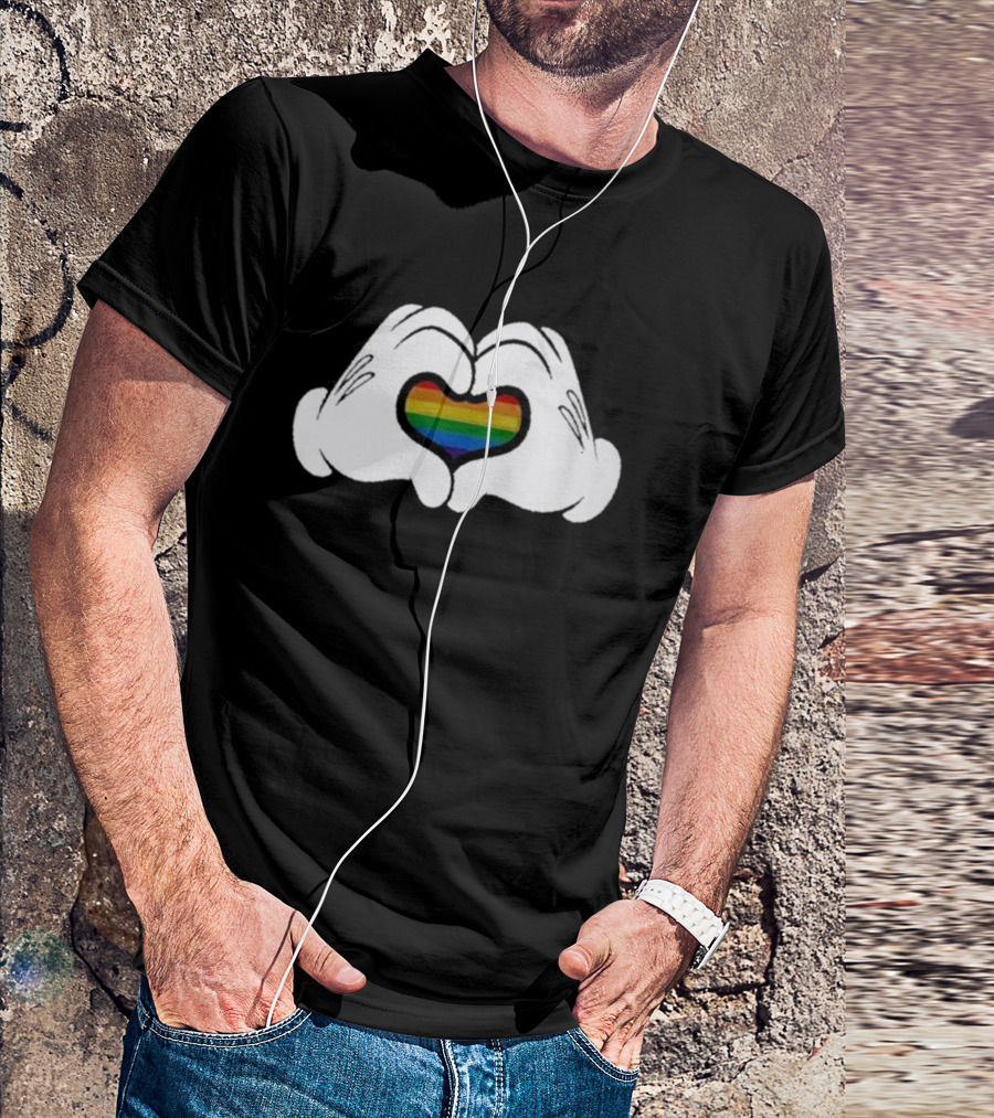 Mickey Heart Hands Rainbow Pride T-Shirt