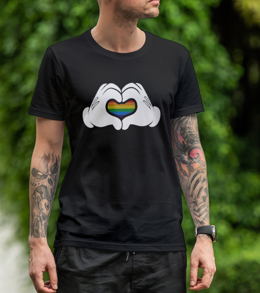 Mickey Heart Hands Rainbow Pride T-Shirt