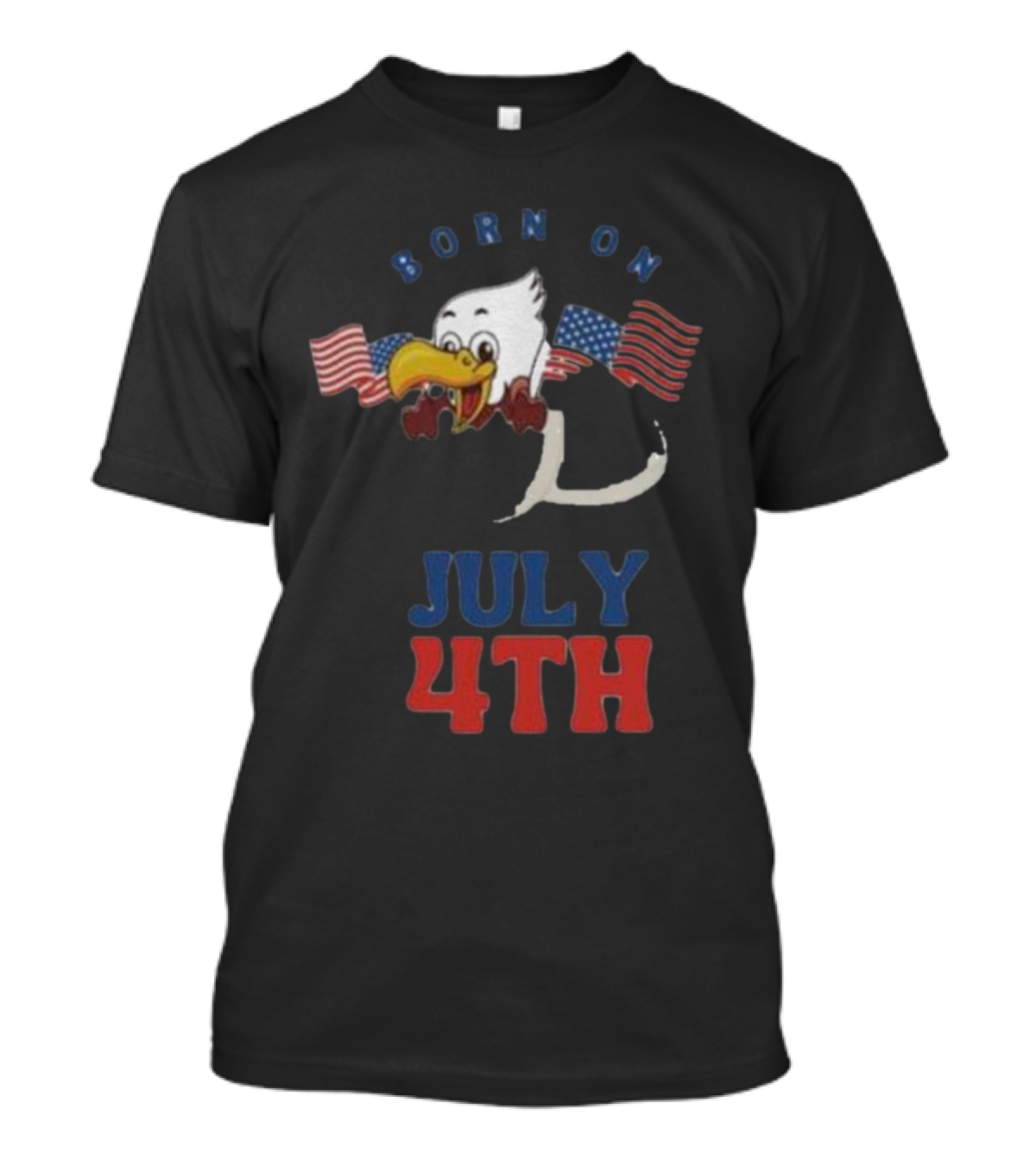Born On July 4th Duck With American Flags T-Shirt
