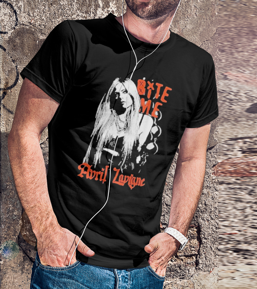 Avril Lavigne Bite Me Black And White Grunge T-Shirt