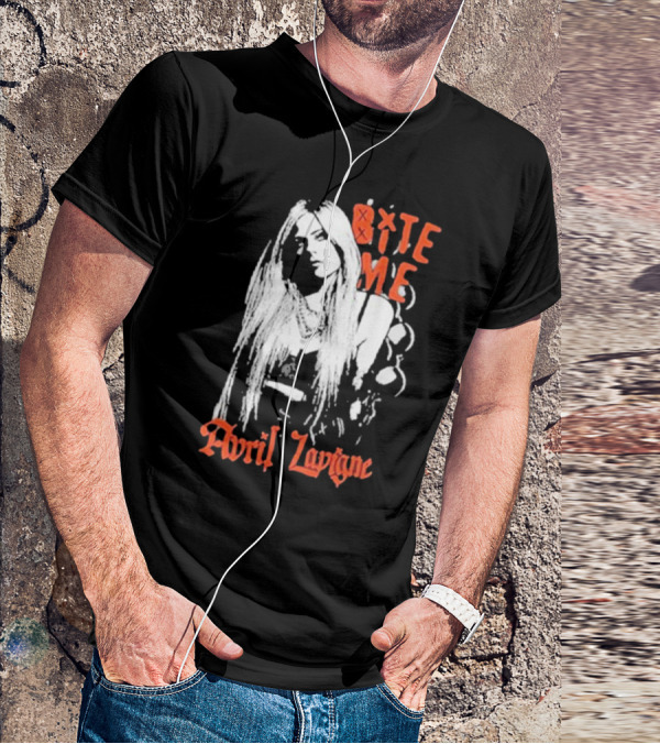 Avril Lavigne Bite Me Black And White Grunge T-Shirt