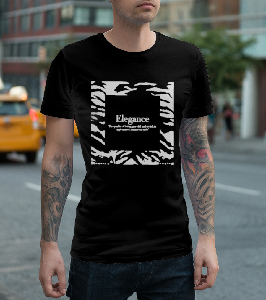 Elegance The Quality Of Being Graceful And Stylish In Appearance Manner Or Style Zebra Stripe Border T-Shirt