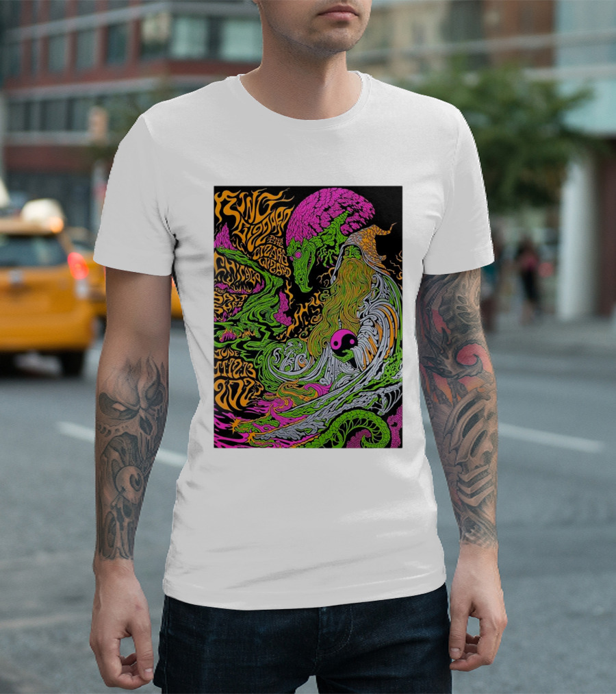 King Gizzard and The Lizard Wizard Chicago August 30 Salt Shed Vibrant Psychedelic Creature T-Shirt