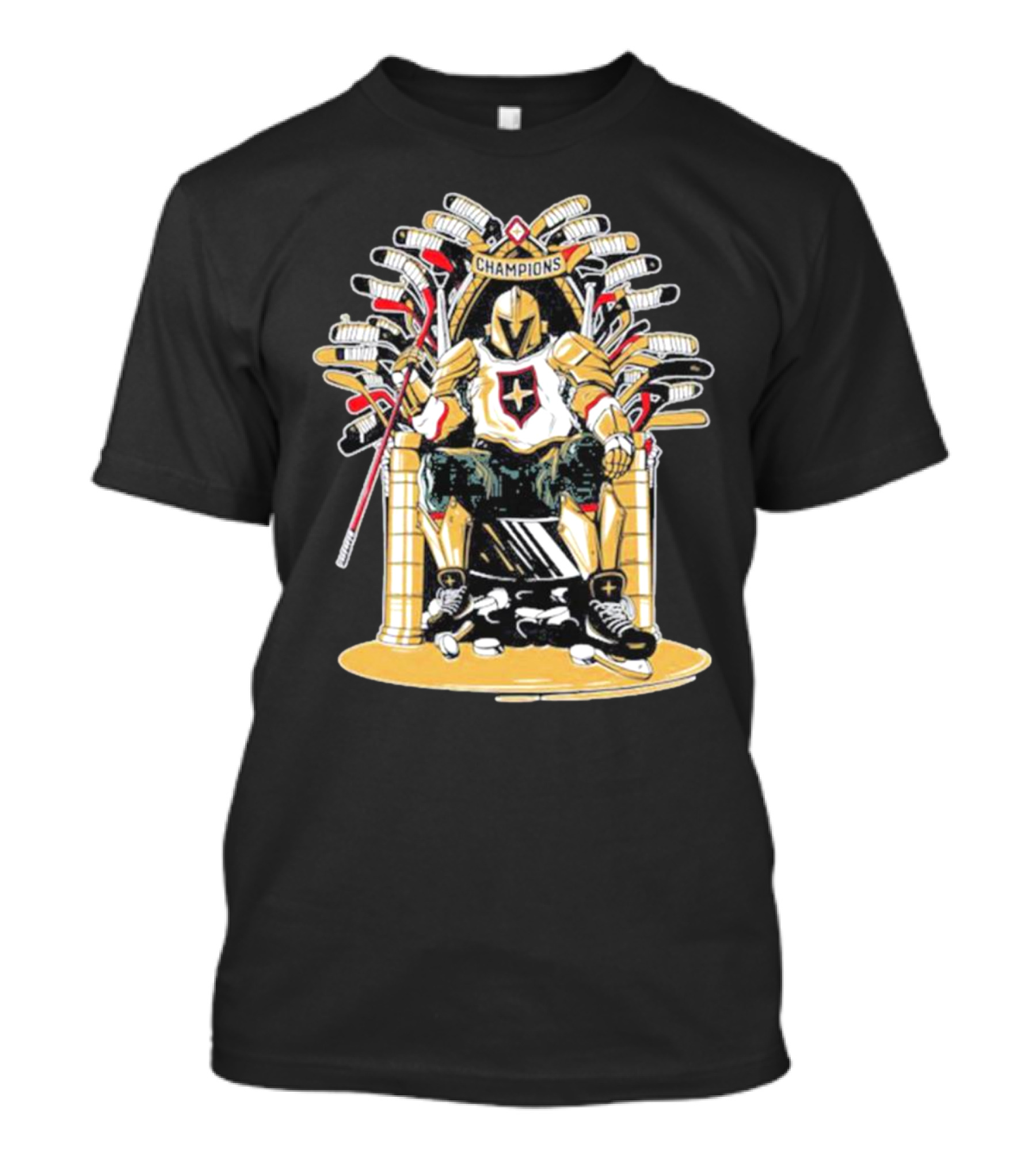Vegas Golden Knights NHL Champions Throne Hockey Motif T-Shirt