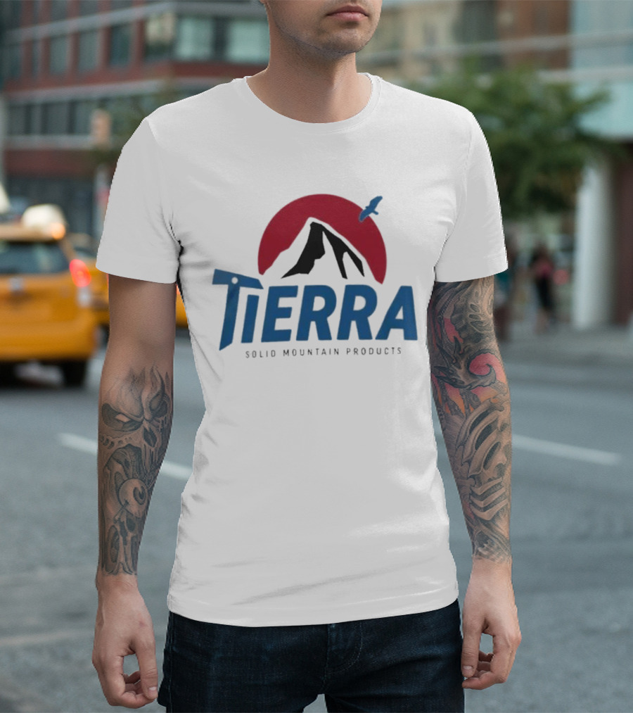 Tierra Solid Mountain Products Red Sun Blue Bird T-Shirt