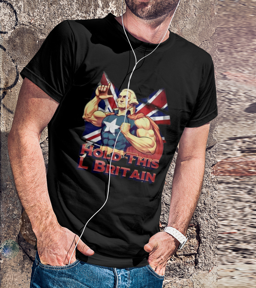 Hold This L Britain Superhero Union Jack Cloaked Figure T-Shirt