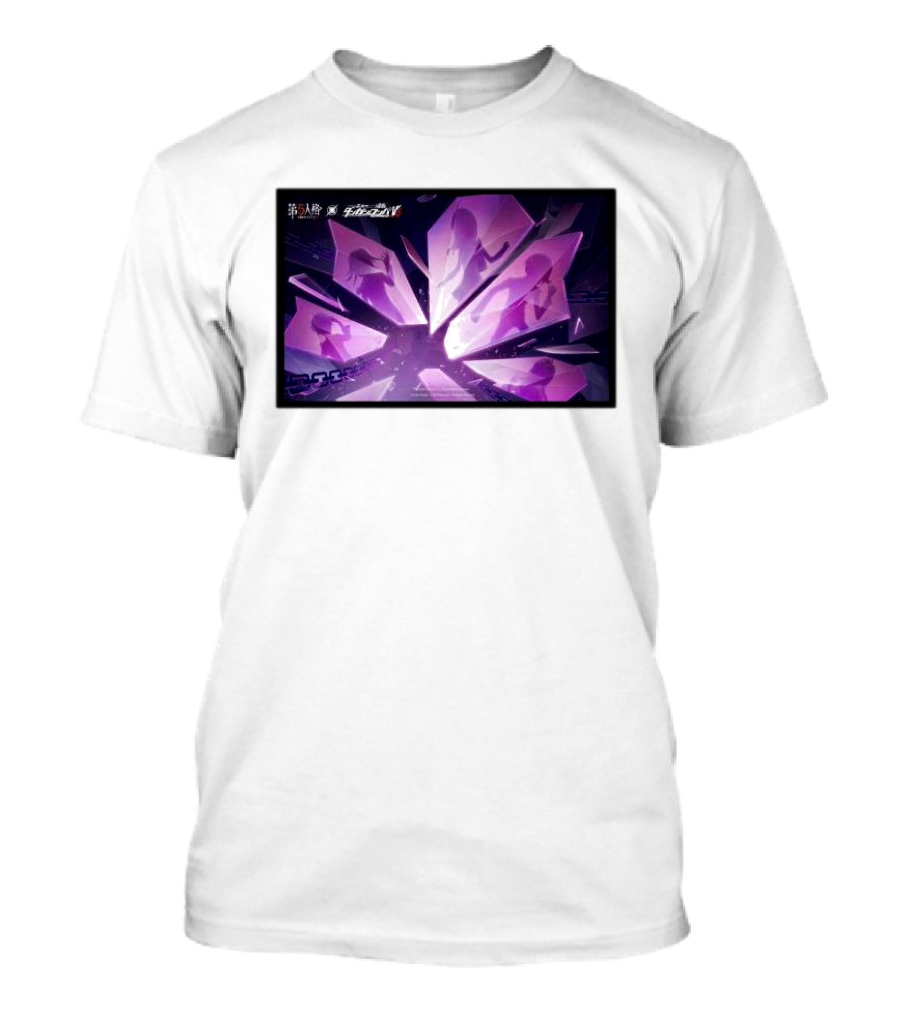 Persona 5 Crossover Danganronpa V3 Collaboration Purple Shattered Glass Motif T-Shirt