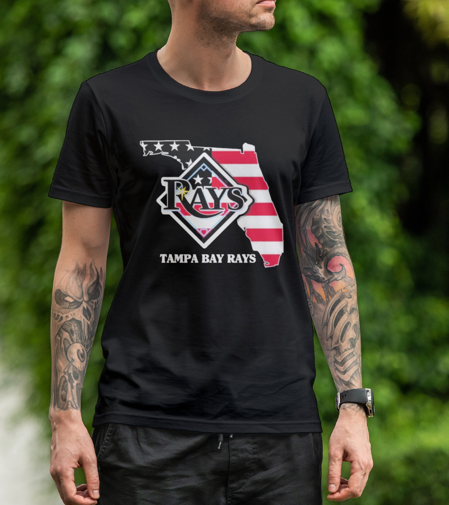 Tampa Bay Rays Florida American Flag Map T-Shirt