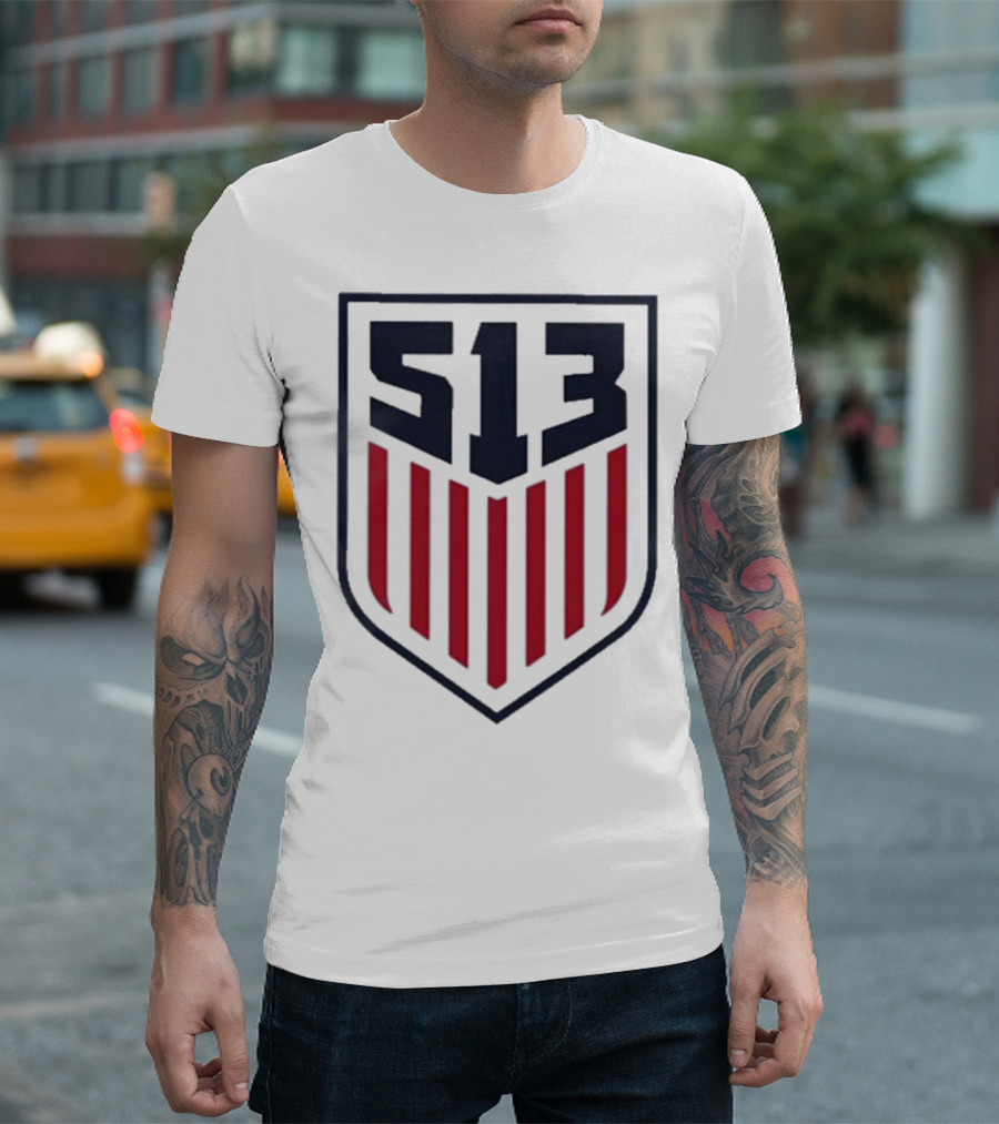 USMNT 513 National Team Emblem with Shield and Stripes T-Shirt