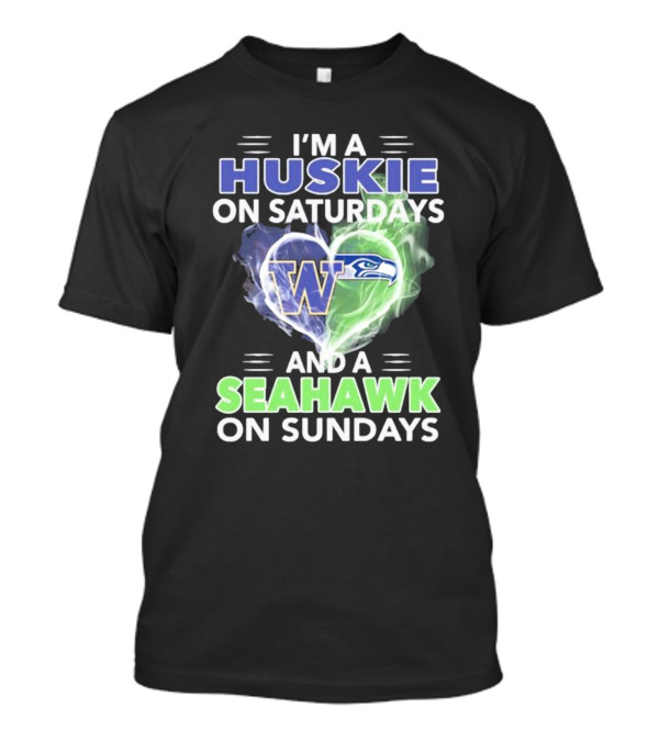 I’m A Huskie On Saturdays And A Seahawk On Sundays UW W Logo Seattle T-Shirt