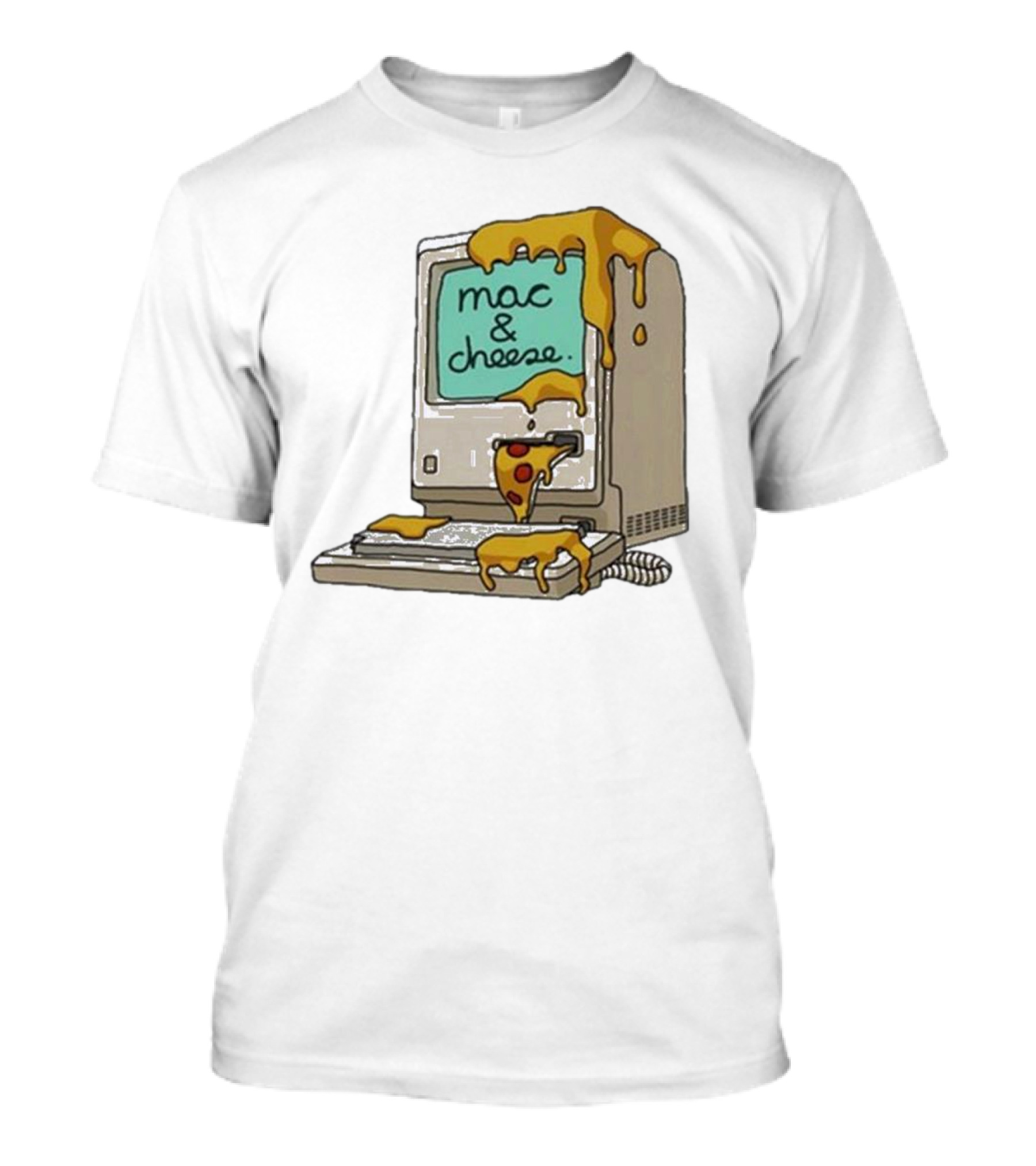 Mac And Cheese Melting Over Retro Computer T-Shirt