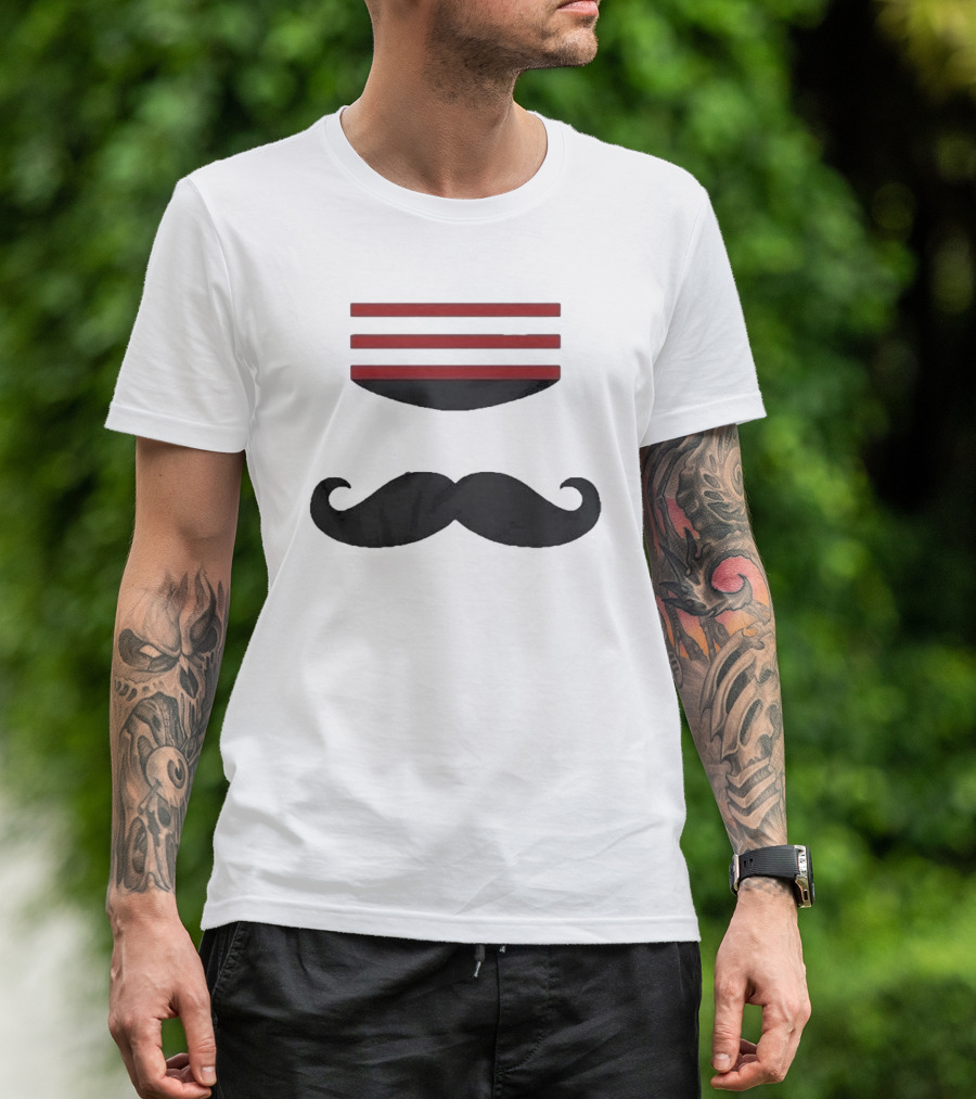 Mr Redleg Mustache Iconic Mustache And Red Stripes T-Shirt