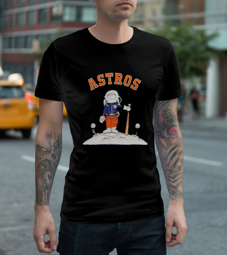 ASTROS Houston Astronaut Baseball Moon Landing T-Shirt