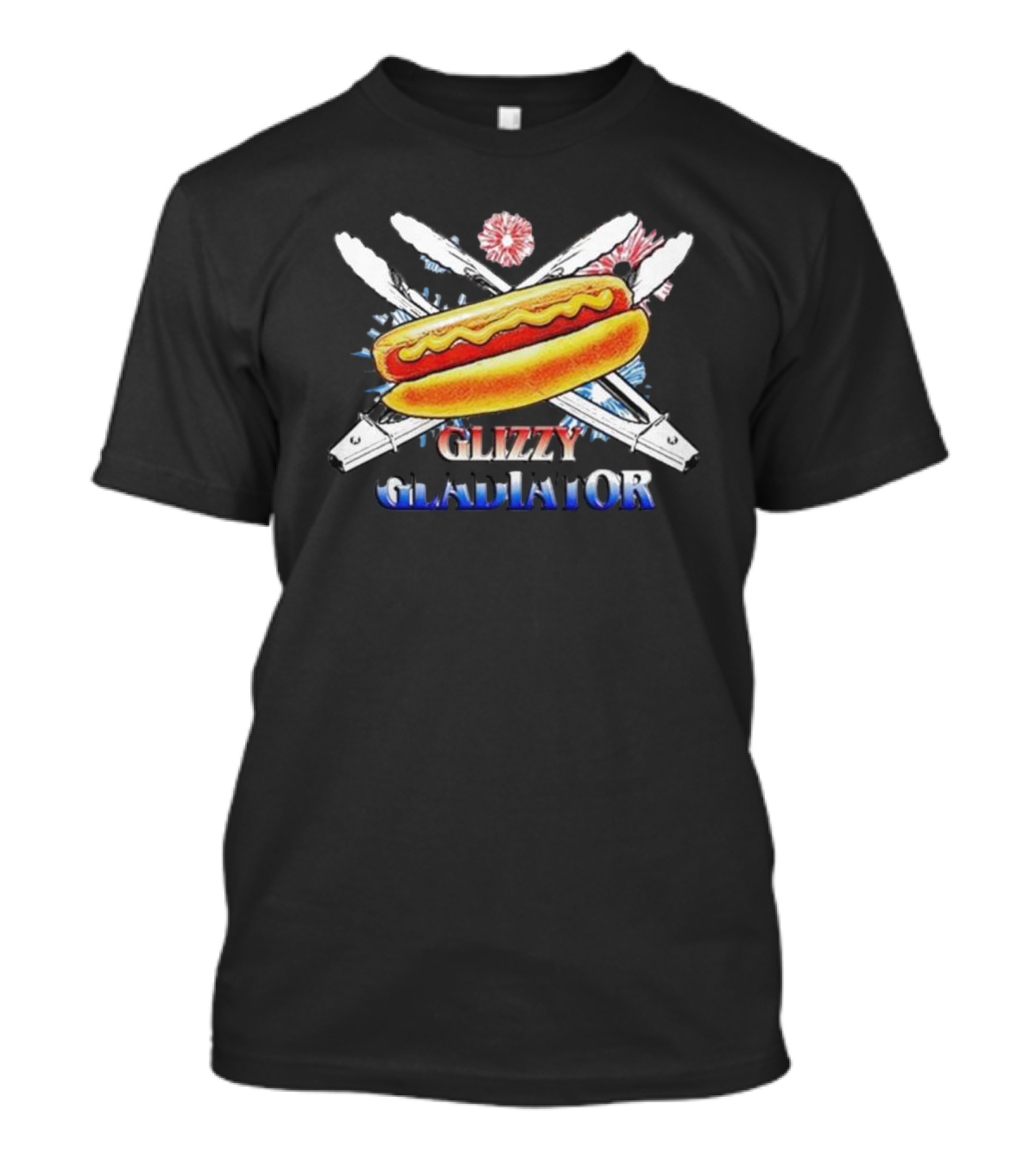 Glizzy Gladiator Hotdog Crossed Swords USA T-Shirt
