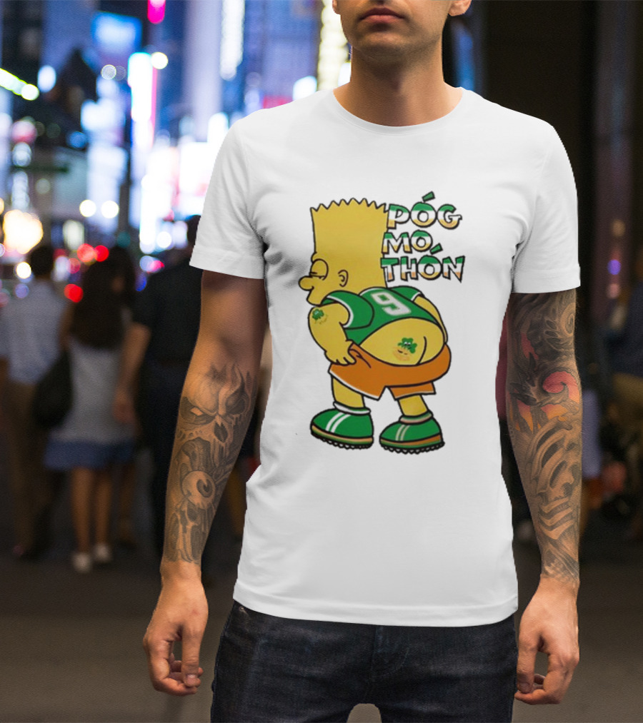 Póg Mo Thón Bart Irish Shamrock Tattoo Football Green Orange 9 T-Shirt