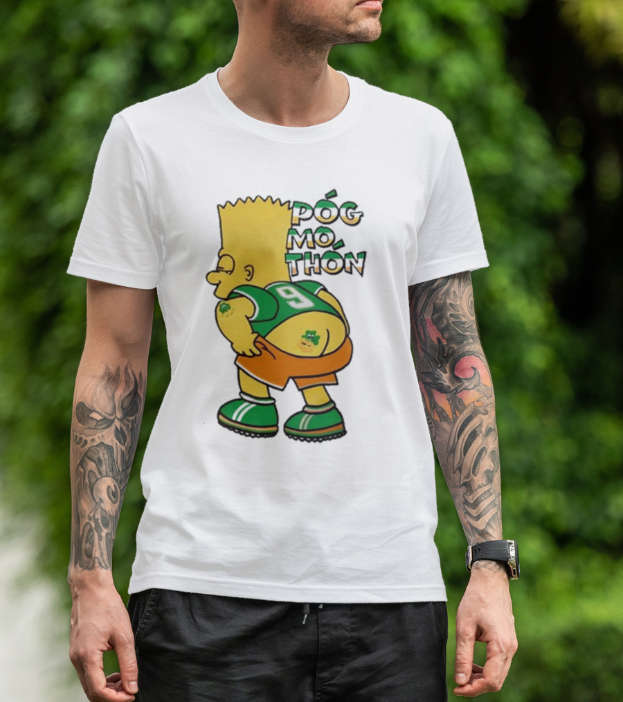 Póg Mo Thón Bart Irish Shamrock Tattoo Football Green Orange 9 T-Shirt