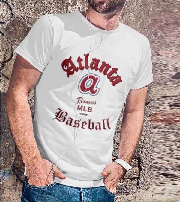 Atlanta Braves MLB Baseball Pro Standard Cream Cooperstown Old English T-Shirt
