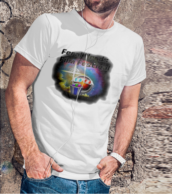 Feral Nerds Film Festival Cosmic 3D Glasses Popcorn Starburst T-Shirt