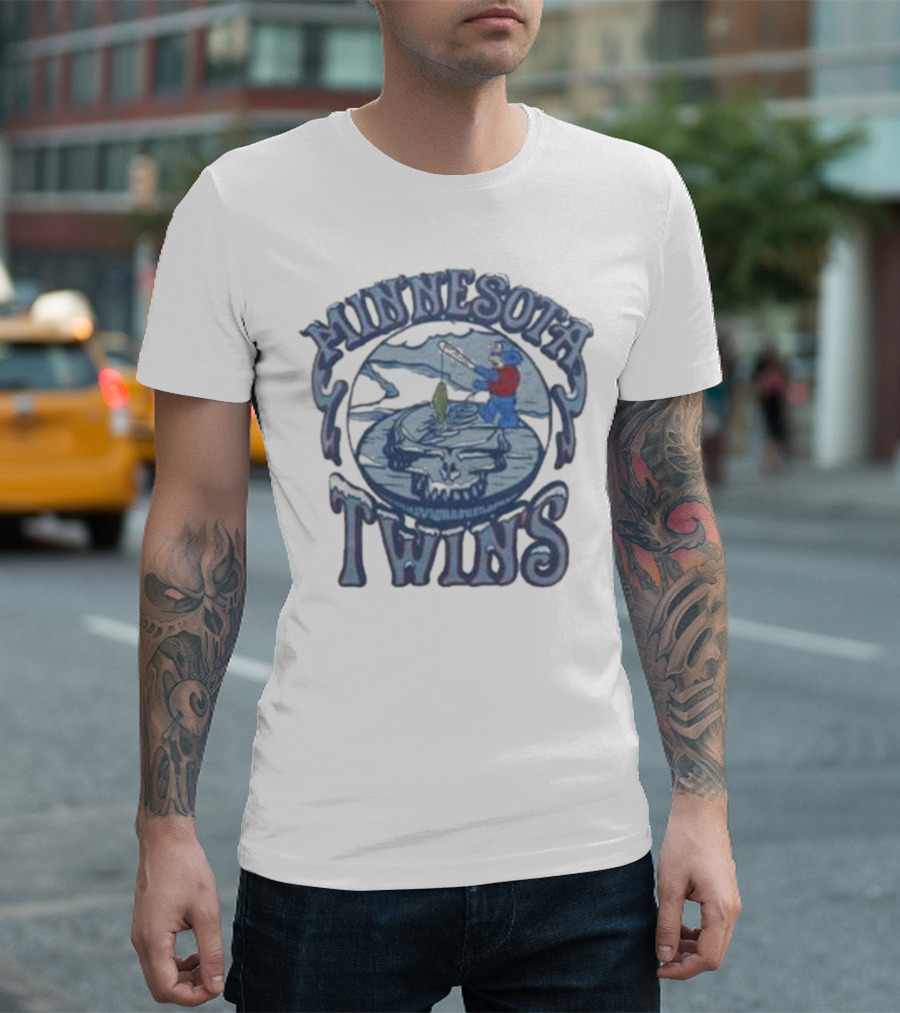 Minnesota Twins Grateful Dead Fishing Skull T-Shirt