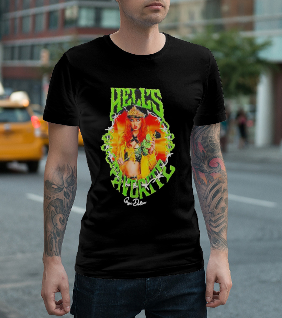 Hell's Favorite Gigi Dolin Barbed Wire Crown and Green Flames T-Shirt