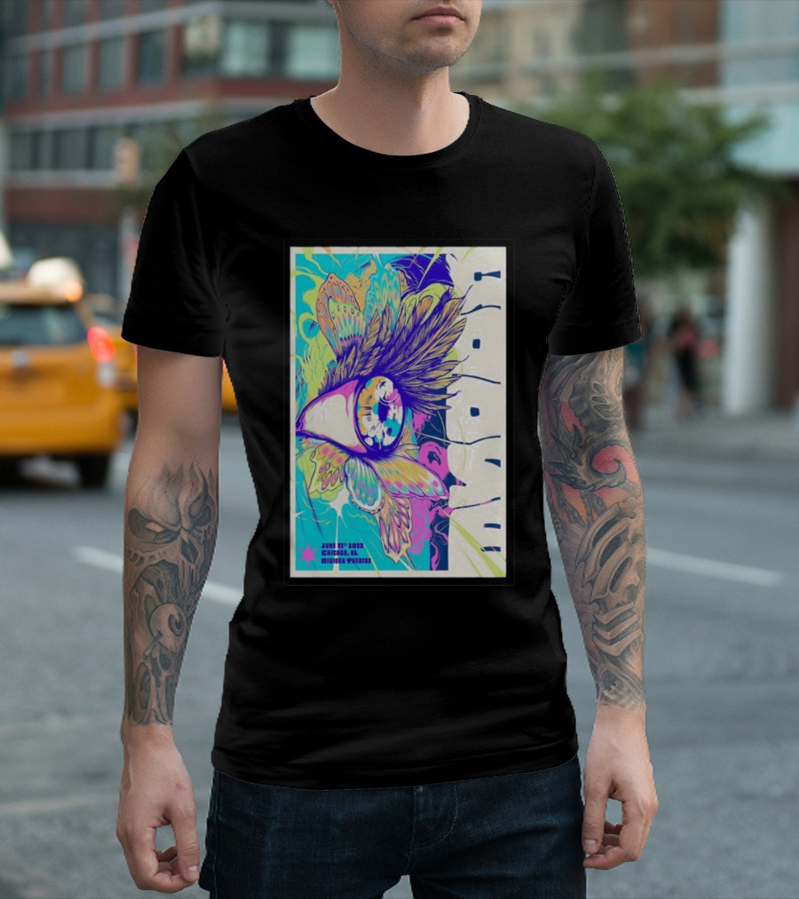 Goose June 21 Chicago Riviera Theatre Psychedelic Feather T-Shirt