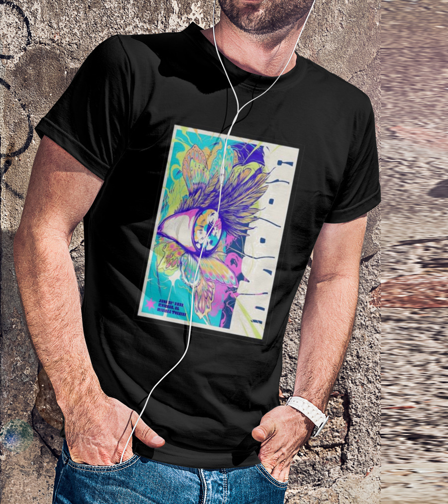 Goose June 21 Chicago Riviera Theatre Psychedelic Feather T-Shirt