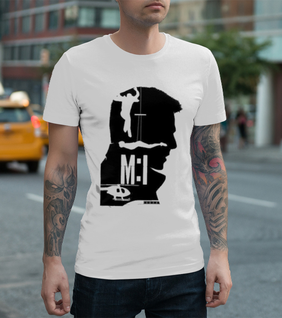 Mission Impossible Series MI Essential Silhouette and Helicopter Scene T-Shirt