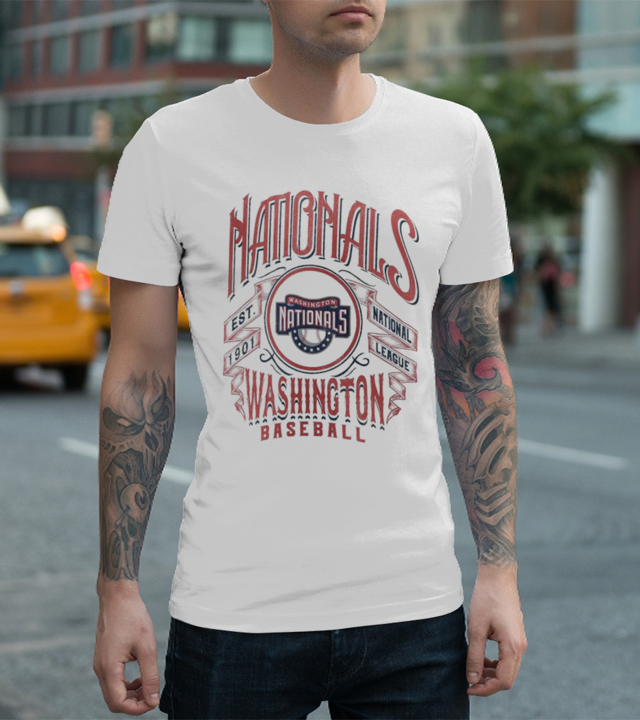 Washington Nationals National League Baseball Est 1901 Rucker Collection Distressed Rock T-Shirt