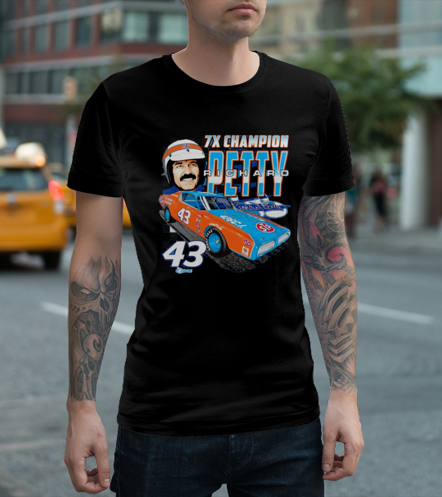 7X Champion Richard Petty Number 43 Car Racing LEGACY Motor Club Team Collection T-Shirt
