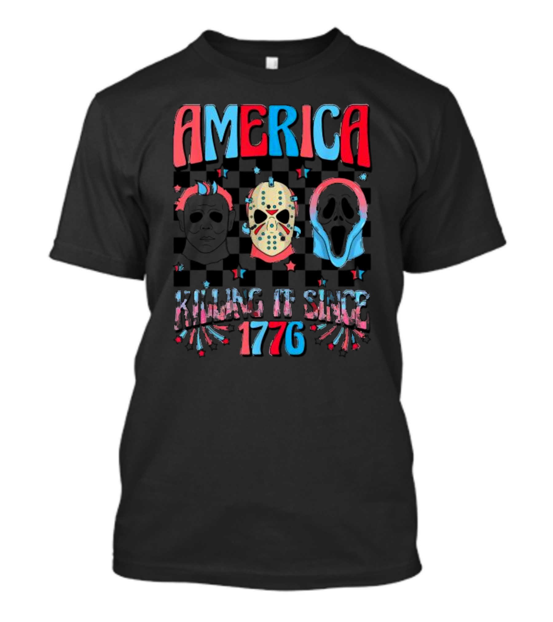 America Killing It Since 1776 Horror Masks July 4th USA T-Shirt
