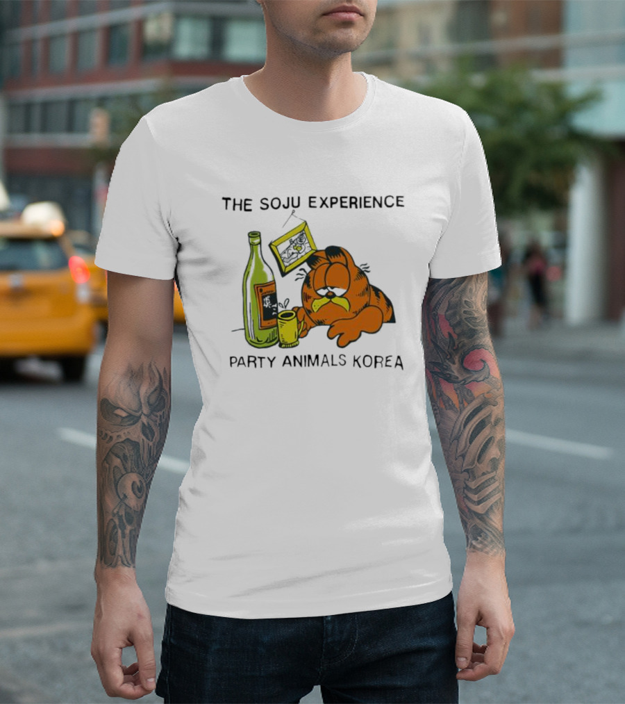 Garfield The Soju Experience Party Animals Korea T-Shirt