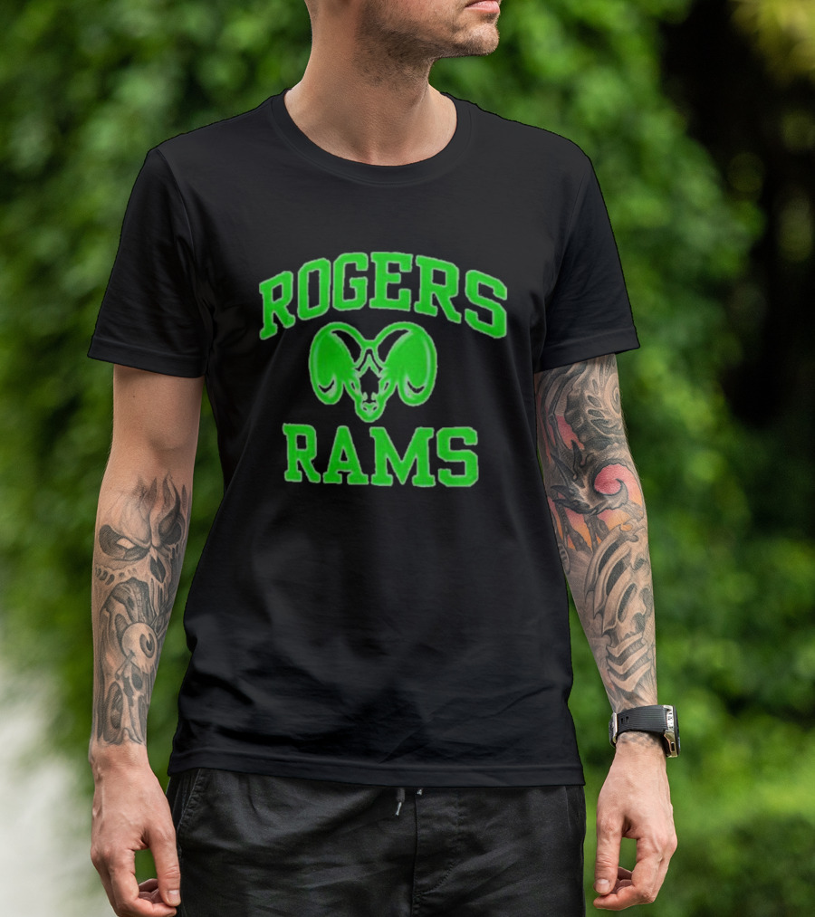 Rogers Rams Green Neon Ram Head Emblem T-Shirt