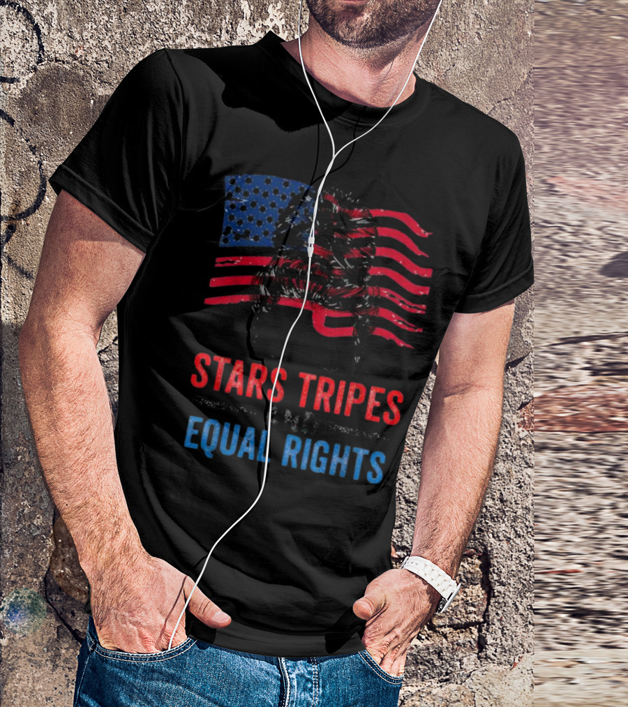 Stars Stripes And Equal Rights Messy Bun American Flag T-Shirt