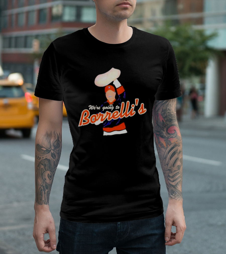 We're Going to Borrelli's Pizza Celebration with Sports Iconography T-Shirt