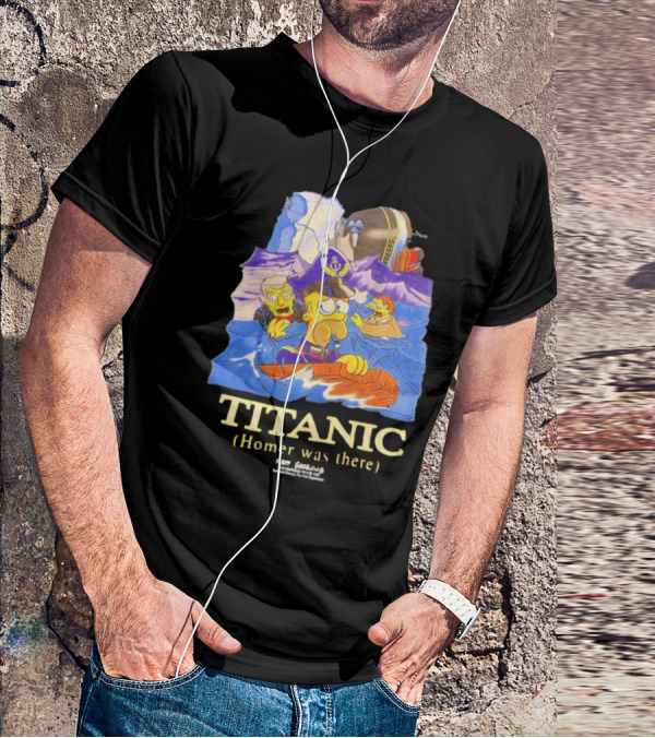The Simpsons Titanic Homer Was There Matt Groening Ocean Scene T-Shirt
