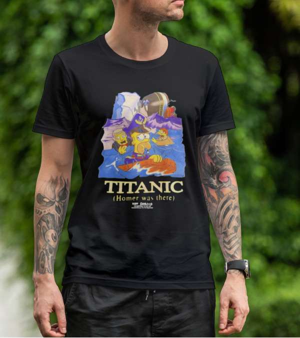 The Simpsons Titanic Homer Was There Matt Groening Ocean Scene T-Shirt