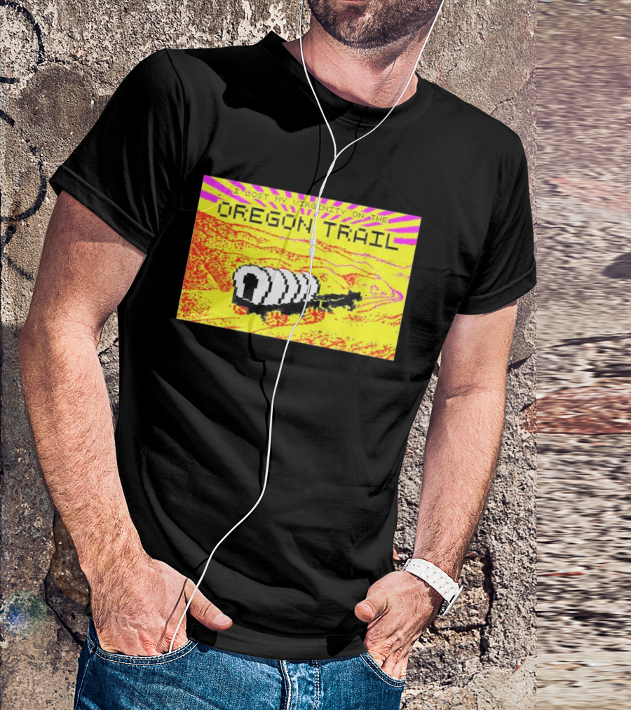 I Lost My Virginity On The Oregon Trail Retro Pixel Art Covered Wagon 80s T-Shirt