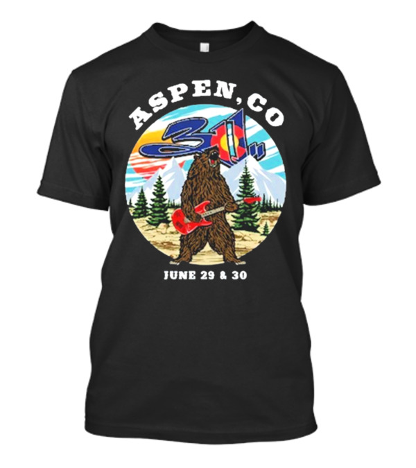Aspen CO 311 Bear With Guitar June 29 And 30 T-Shirt