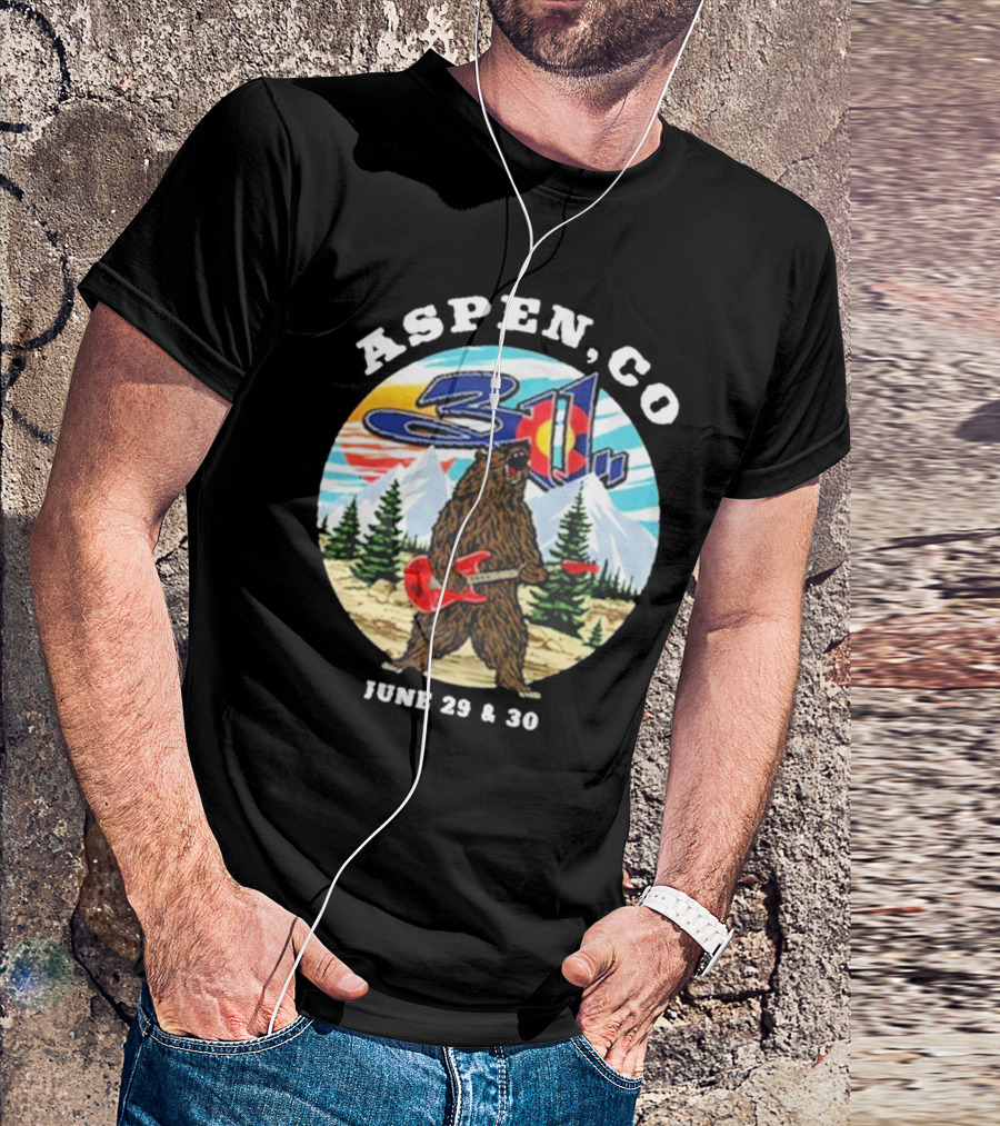 Aspen CO 311 Bear With Guitar June 29 And 30 T-Shirt