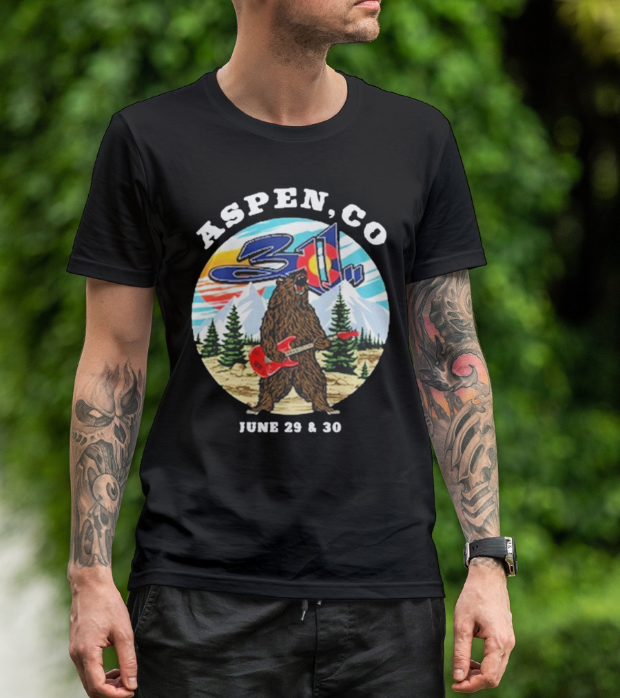 Aspen CO 311 Bear With Guitar June 29 And 30 T-Shirt