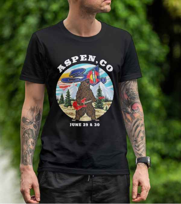 Aspen CO 311 Bear With Guitar June 29 And 30 T-Shirt