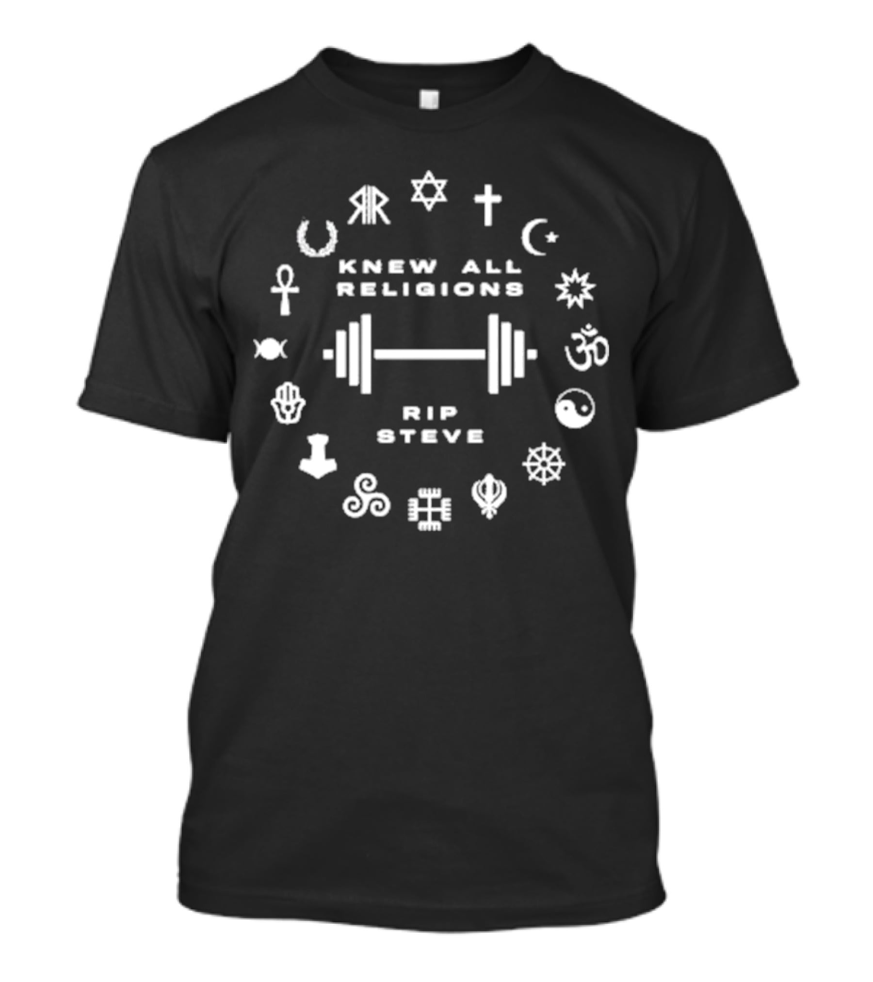 Knew All Religions RIP Steve Symbols Black Premium T-Shirt
